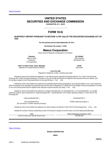Miniature Masco 10-Q Rapport trimestriel 2014 