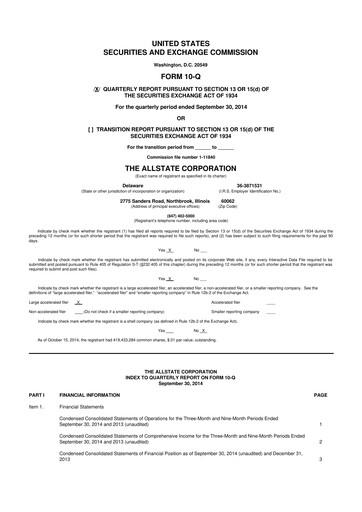 Vorschaubild Allstate 10-Q Quartalsbericht 2014 