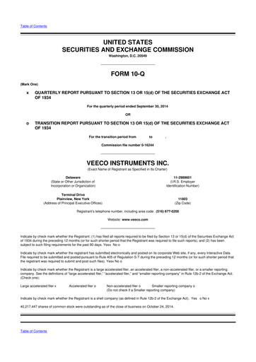 Thumbnail Veeco
 10-Q Quarterly Report FY2014 