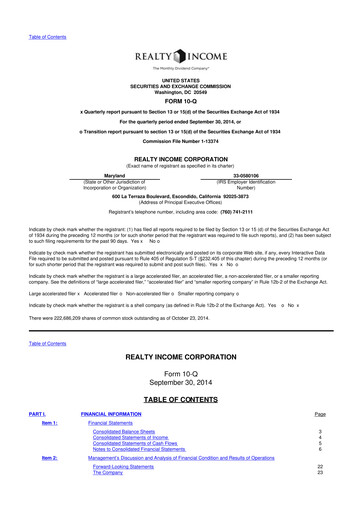 Vorschaubild Realty Income 10-Q Quartalsbericht 2014 