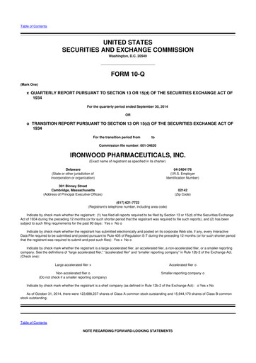 Thumbnail Ironwood Pharmaceuticals
 10-Q Quarterly Report FY2014 