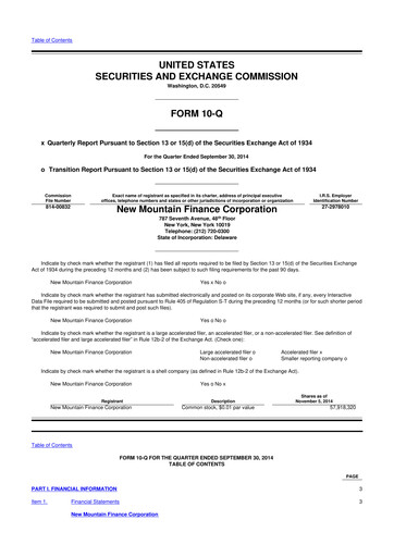 Thumbnail New Mountain Finance Corporation 10-Q Quarterly Report FY 