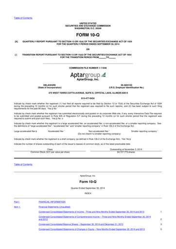 Miniature AptarGroup 10-Q Rapport trimestriel 2014 