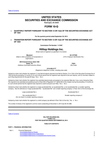 Miniature Hilltop Holdings 10-Q Rapport trimestriel 2014 