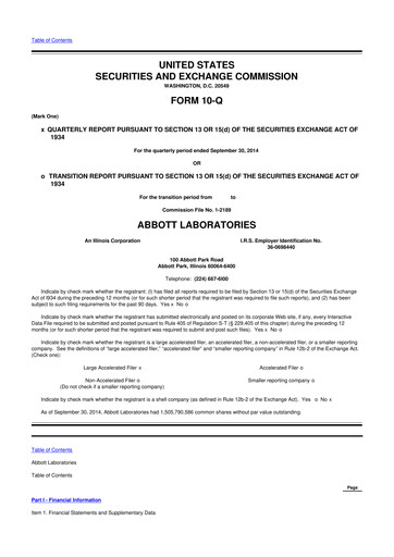 Thumbnail Abbott Laboratories 10-Q Quarterly Report FY2014 