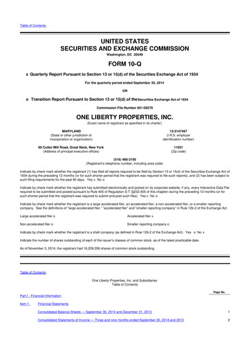 Thumbnail One Liberty Properties 10-Q Quarterly Report FY2014 