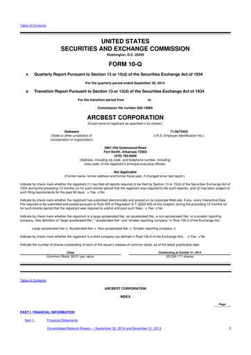 Thumbnail ArcBest 10-Q Quarterly Report FY2014 