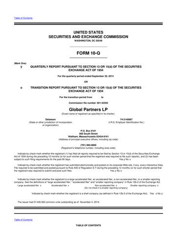 Thumbnail Global Partners LP 10-Q Quarterly Report FY2014 