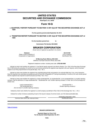 Thumbnail Bruker 10-Q Quarterly Report FY2014 