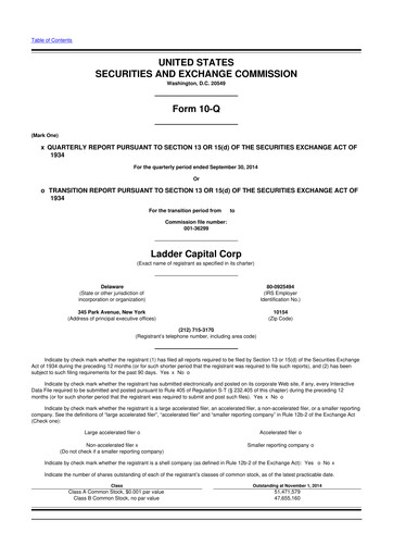 Thumbnail Ladder Capital
 10-Q Quarterly Report FY2014 