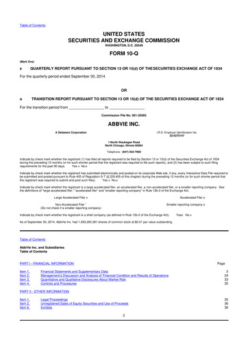 Thumbnail AbbVie 10-Q Quarterly Report FY2014 