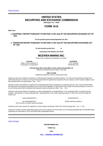 Thumbnail McEwen Mining 10-Q Quarterly Report FY2014 