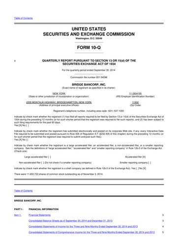 Miniature Dime Community Bancshares 10-Q Rapport trimestriel 2014 