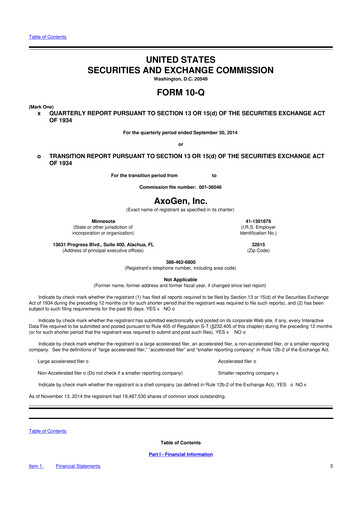 Thumbnail Axogen 10-Q Quarterly Report FY2014 