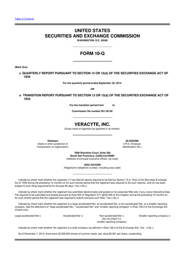 Thumbnail Veracyte 10-Q Quarterly Report FY2014 