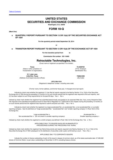 Thumbnail Retractable Technologies 10-Q Quarterly Report FY2014 