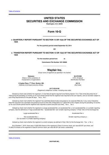 Vorschaubild Wayfair 10-Q Quartalsbericht 2014 