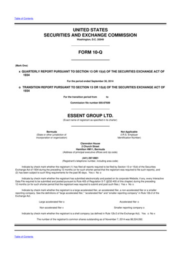 Thumbnail Essent Group 10-Q Quarterly Report FY2014 