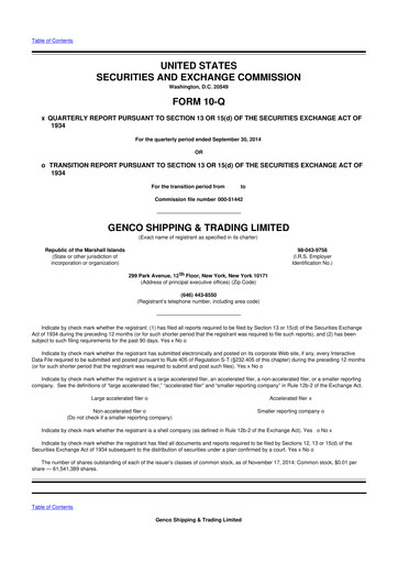 Vorschaubild Genco Shipping & Trading 10-Q Quartalsbericht 2014 