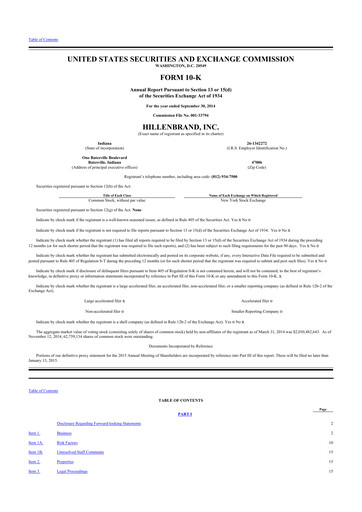 Thumbnail Hillenbrand 10-K Annual Report 2014