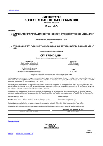 Vorschaubild Citi Trends, Inc. 10-Q Quartalsbericht  