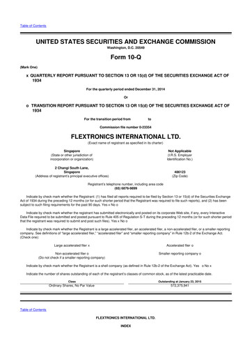 Miniature Flex 10-Q Rapport trimestriel 2015 
