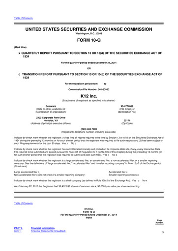 Thumbnail Stride (K12 Education)
 10-Q Quarterly Report FY2015 