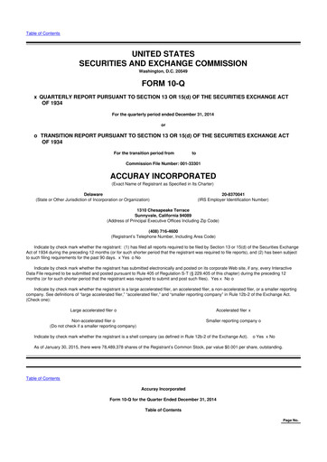 Miniature Accuray 10-Q Rapport trimestriel 2015 