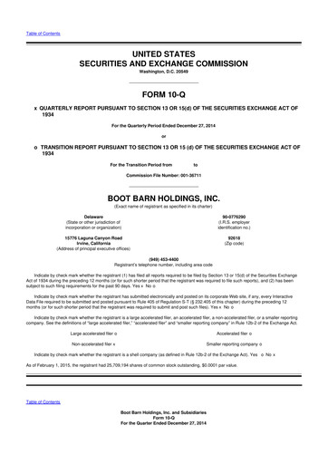 Thumbnail Boot Barn Holdings
 10-Q Quarterly Report FY2015 