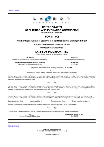 Thumbnail La-Z-Boy
 10-Q Quarterly Report FY2015 