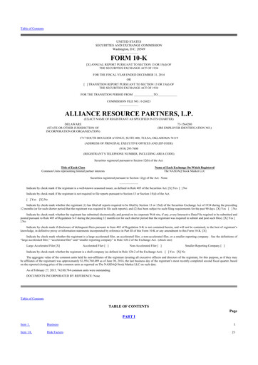 Thumbnail Alliance Resource Partners 10-K Annual Report 2014