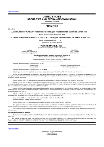 Thumbnail Harte Hanks 10-K Annual Report 2014