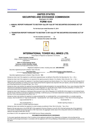 Thumbnail International Tower Hill Mines 10-K Annual Report 2014