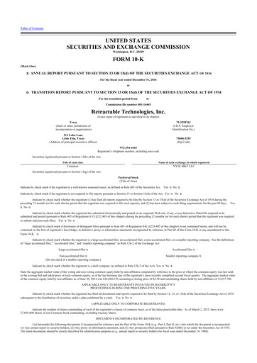 Thumbnail Retractable Technologies 10-K Annual Report 2014