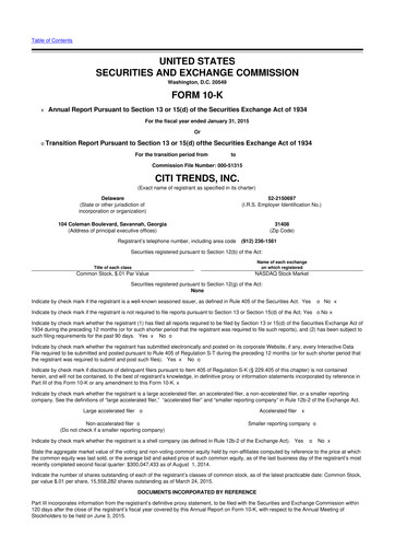 Vorschaubild Citi Trends, Inc. 10-K Jahresbericht 