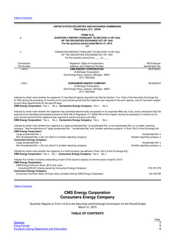 Miniature CMS Energy
 10-Q Rapport trimestriel 2015 