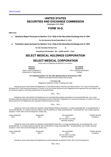 Thumbnail Select Medical Holdings 10-Q Quarterly Report FY2015 