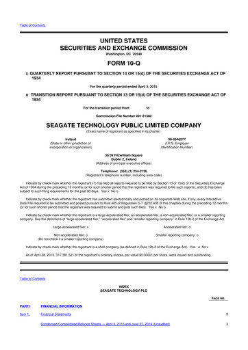 Thumbnail Seagate Technology 10-Q Quarterly Report FY2015 