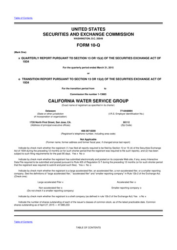 Thumbnail California Water Service Group 10-Q Quarterly Report FY2015 