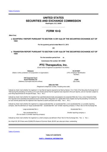 Thumbnail PTC Therapeutics
 10-Q Quarterly Report FY2015 