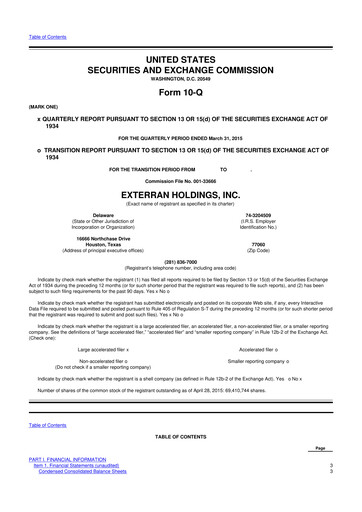 Miniature Archrock 10-Q Rapport trimestriel 2015 