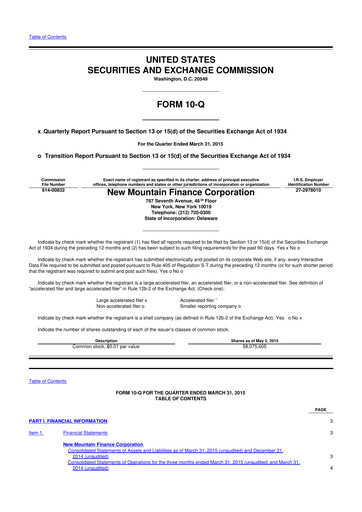 Thumbnail New Mountain Finance Corporation 10-Q Quarterly Report FY 