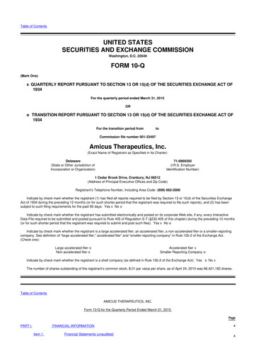 Vorschaubild Amicus Therapeutics
 10-Q Quartalsbericht 2015 