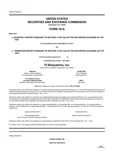 Thumbnail T2 Biosystems
 10-Q Quarterly Report FY2015 