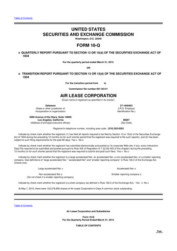 Thumbnail Air Lease Corporation
 10-Q Quarterly Report FY2015 