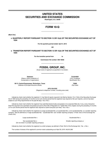 Thumbnail Fossil Group 10-Q Quarterly Report FY2015 