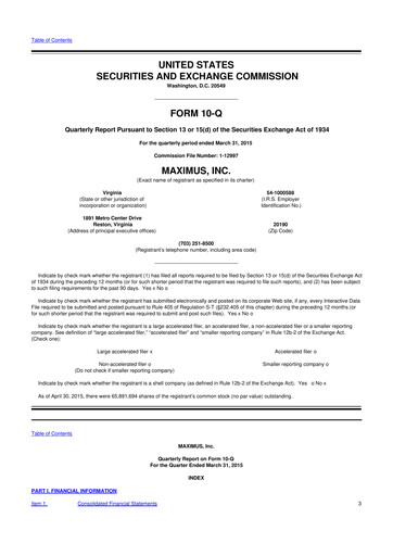 Thumbnail Maximus 10-Q Quarterly Report FY2015 