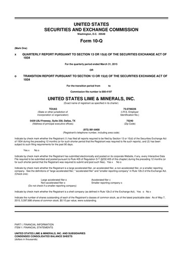 Thumbnail United States Lime & Minerals  10-Q Quarterly Report FY2015 