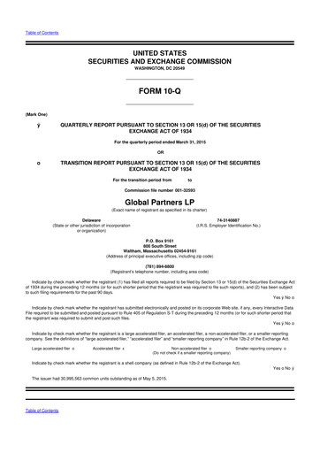 Thumbnail Global Partners LP 10-Q Quarterly Report FY2015 