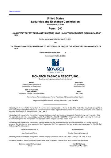 Thumbnail Monarch Casino & Resort 10-Q Quarterly Report FY2015 